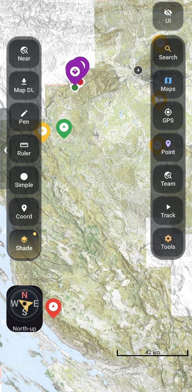 Prikaz karte u aplikaciji SOV za Android